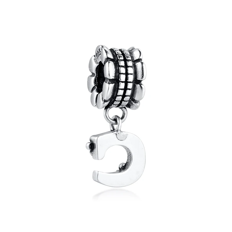 Подходит для браслетов Pandora Beads с буквой C Charms 100% 925 пробы-серебро-ювелирные