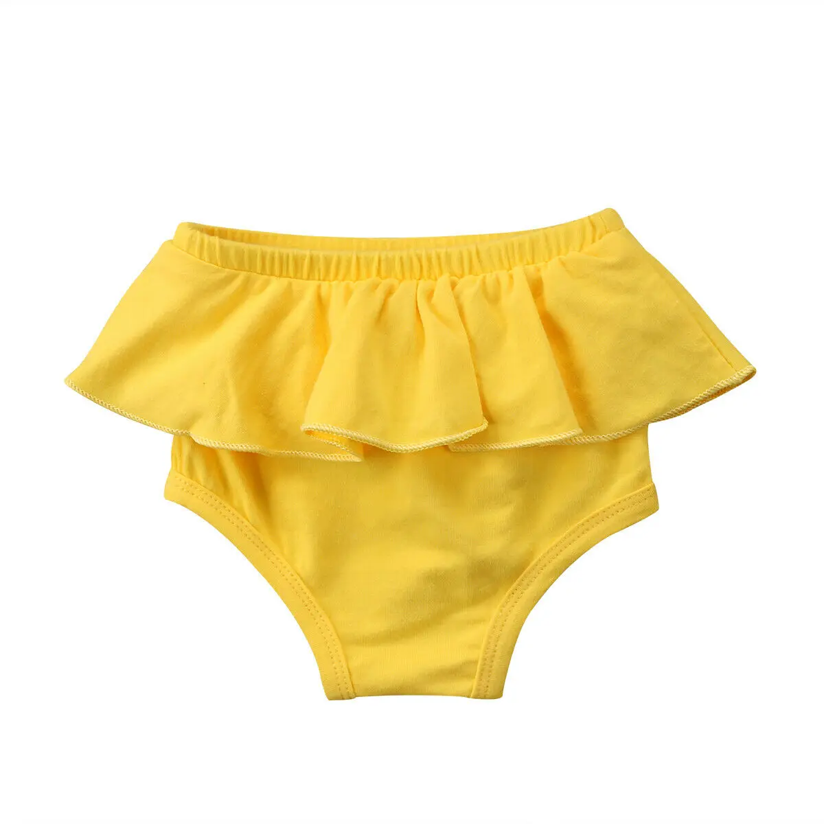 Lovely Newborn Kid Baby Girl Panties PP Shorts Ruffle Tutu Shorts Summer New Solid Bloomer Diaper Cover Briefs 7 Colors - Цвет: Цвет: желтый