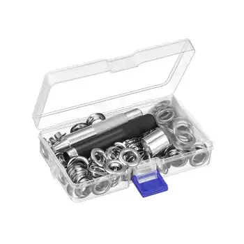

100 Pcs 12mm Silver Eyelet With Punch Die Tools Set For Belt Buckle Clothing Decoration Buckle Hollow Rivet Eye Buttons