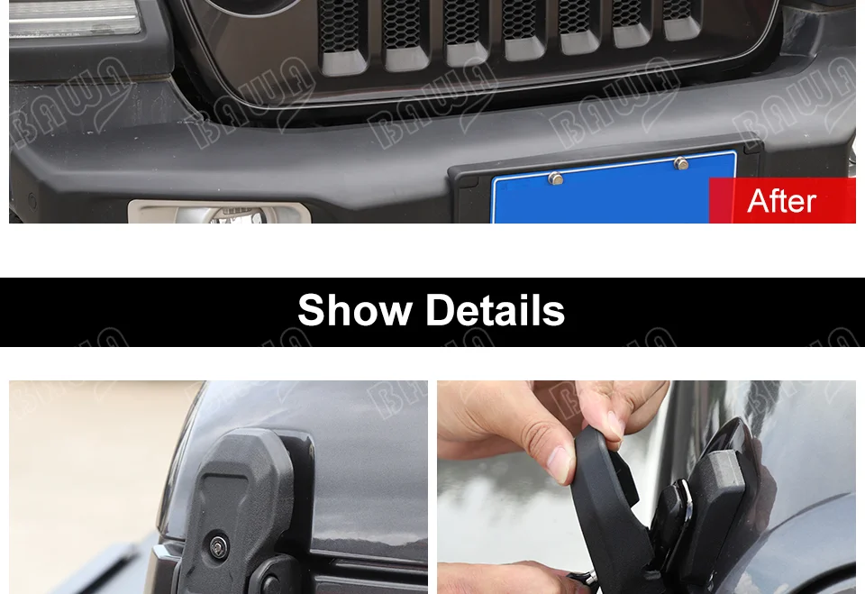 BAWA Замок капота защелка крышки пряжки крышка двигателя аксессуары для Jeep Wrangler JL