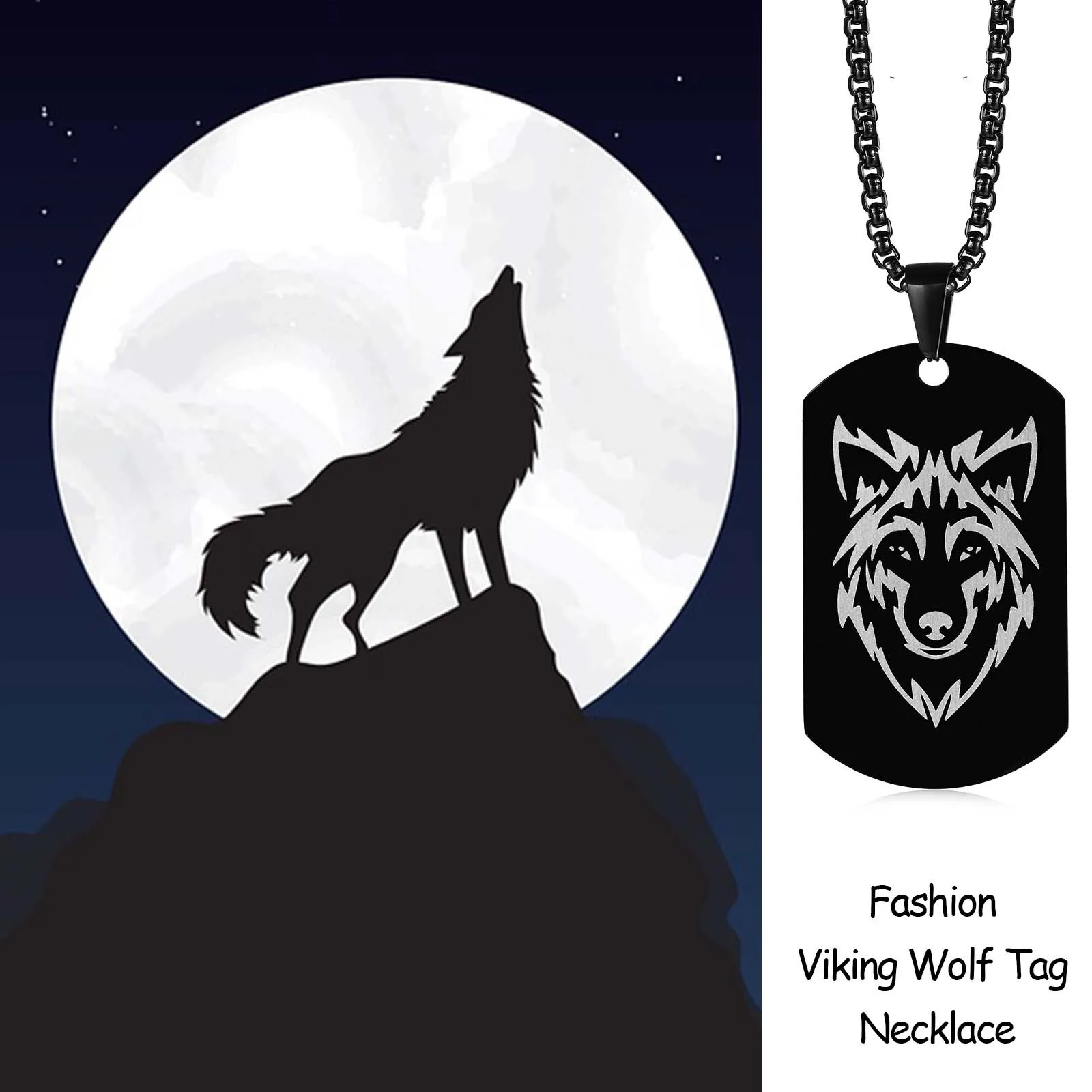 Custom Howling Wolf Dog Tag Military Chain Necklace For Men Dog Tag  Doristino Awesome Necklace