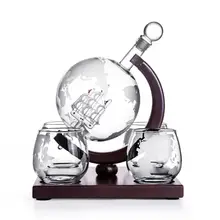 Деревянный парусник стеклянная бутылка для вина водка Форма Земли стеклянная бутылка для вина Отель Винный Набор Графин