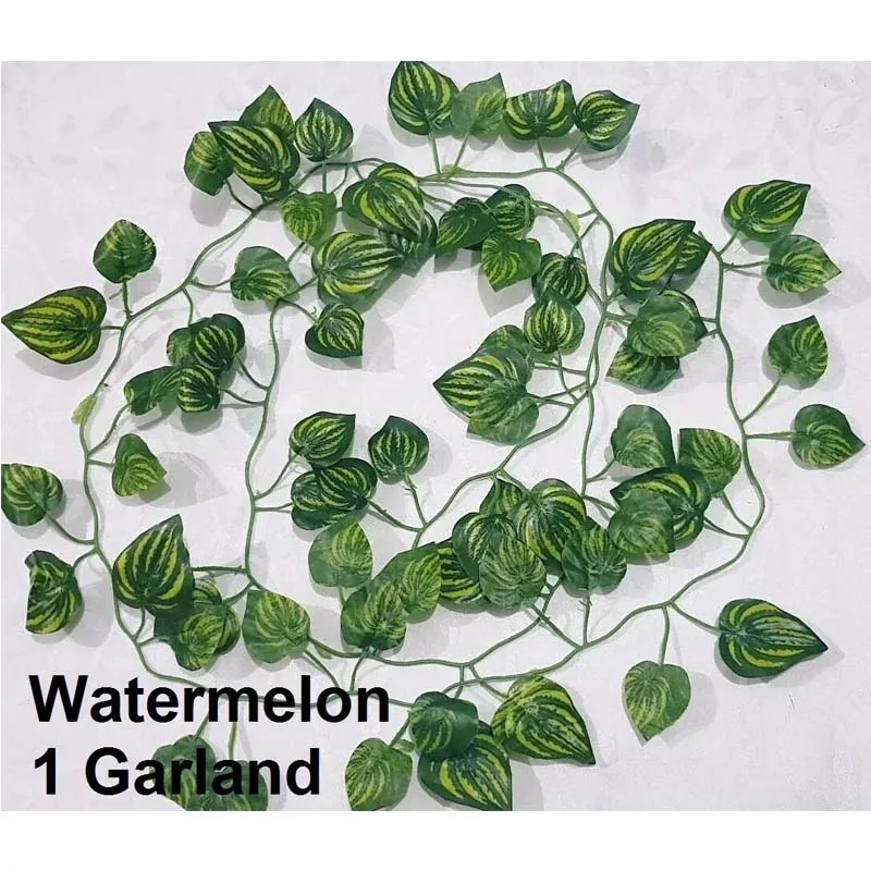 2m Artificial Trailing Ivy Garland Watermelon Garden Vine Leaf Foliage Flowers 