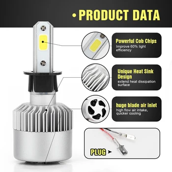 

S2 LED LED Headlights Set Bulbs 6500K Replacement 360 degree Lamp Car Truck Waterproof 9V-36V Accessories