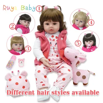 

bebes reborn doll 48cm Silicone reborn baby doll adorable Lifelike toddler Bonecas girl menina de surprice doll with hands open
