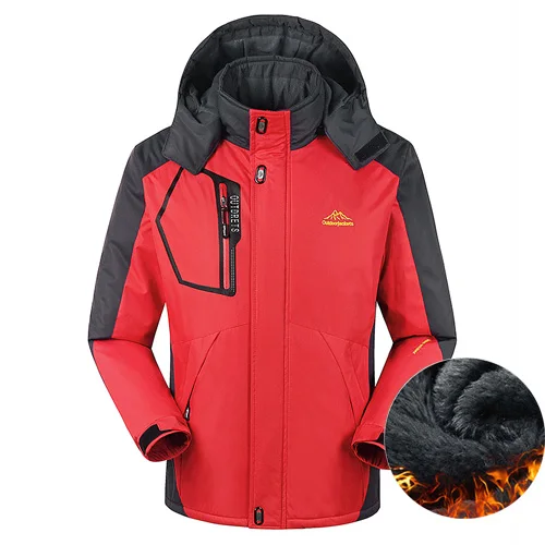 velvet men red Мужская зимняя куртка для походов на открытом воздухе, Мужская теплая ветровка, мужская спортивная куртка для кемпинга, катания на лыжах, водонепроницаемая ветрозащитная куртка - Цвет: velvet men red