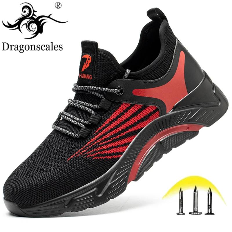 

Indestructible Man Safety Shoes Light Non-Slip Breathable Work Shoes Men Steel Toe Puncture Proof Air Mesh Safety Boots Sneakers