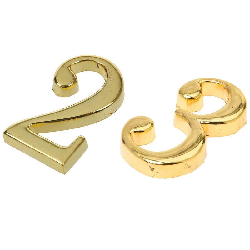 Hot 2Pcs Home Practical Gold House Hotel Door Address Plaque Number with Srew Plate Sign House 2& 3