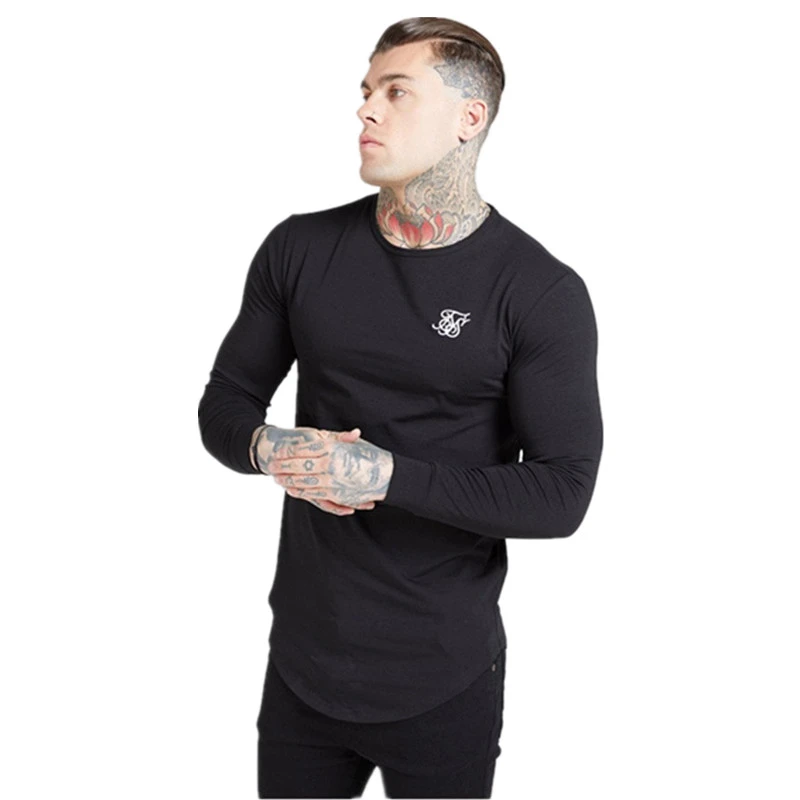 Sik Silk футболки мужские Siksilk футболка с длинным рукавом для мужчин осенние свитшоты хип-хоп Уличная футболка Sik Шелковый Свитшот - Цвет: black