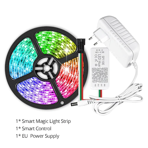 Bluetooth Светодиодные ленты светильник WS2811 IC RGB 5050 светодиодный гибкий светильник 12V смарт-полосы ленты HD ТВ Настольный Экран Подсветка - Цвет: EU Plug Set