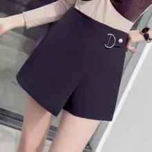 Лето, шорты с высокой талией, черные, белые, элегантные, офисные, женские, короткие, большие размеры, нерегулярные, бандажные, на молнии, юбки, шорты, DV982