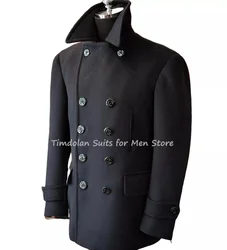 1Pcs Stand-up Collar Black Jacket Men’s Suits Winter 30%-50% Woolen Blazer Tailor-made Party Wear Only One Coat Men's Clothing