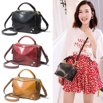 

2020 Vintage Capacity Boston Women's Handbag Pu Leather Shoulder Messenger Bags Luxury Handbag Women's Crossbody Totes Hand Bags