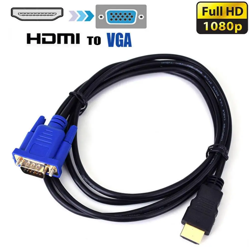 3m HDMI to VGA Cable 10ft 1080P HD Male Video Data Adapter Cable Lead To  HDTV Player for PC Computer Monitor Black 