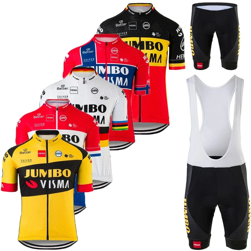 

2020 JUMBO VISMA Cycling Jersey Set Men's Pro Cycling Clothing Road Bike shirts Suit Bicycle Bib Shorts MTB Wear Maillot Culotte