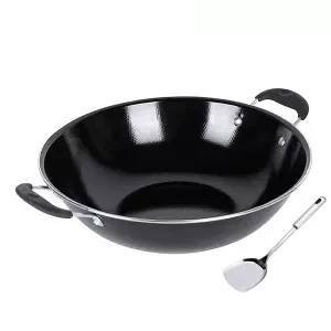 Wok эмалированный горшок без покрытия антипригарная плита Бытовая Индукционная специальная кастрюля эмалированный Казан угольная газовая плита для железной кастрюли кухонные горшки - Цвет: 30cm diameter
