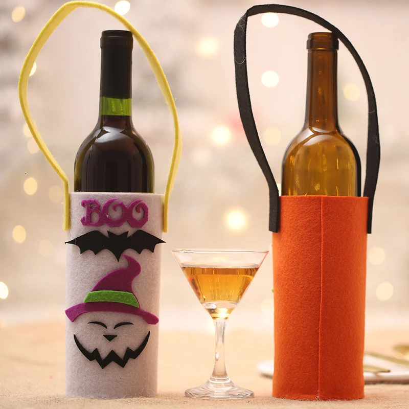 Хэллоуин вечерние Чехлы для бутилок вина сумка Хэллоуин фестиваль вечерние Вечеринка Ужин Декор Чехлы для бутилок вина белый оранжевый