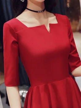 

Elegant Solid Evening Dresses Fashion Half Sleeve A-line Evening Gown Short Party Prom Formal Dress Plus Size Robe De Soiree