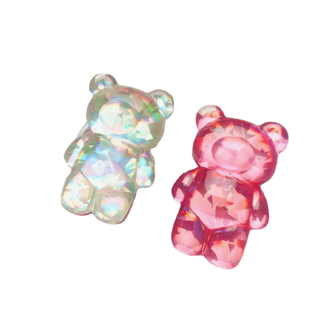 Colorful Laser 3D Epoxy Bear Folding Korea Mobile Phone Bracket For iPhone Samsung Xiaomi Dreamy Cute Bear Cell Phone Holder flexible phone holder