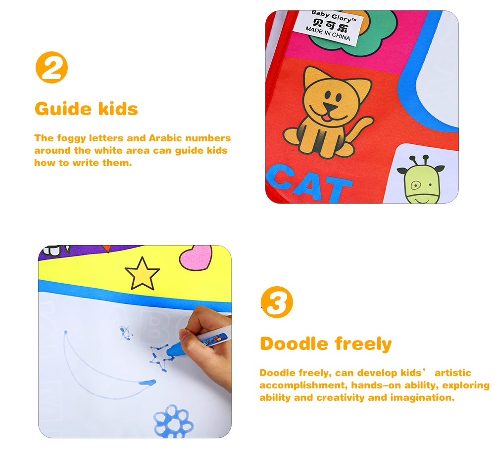_0480X60cm Kids Water Drawing Painting Writing Toys Doodle Aquadoodle Mat Magic Drawing Board+2 Water Drawing Pen Intelligence Toys