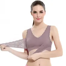 Женское белье, сплошной цвет, спереди, с перекрестной пряжкой, кружевной бюстгальтер без косточек, Спортивное нижнее белье, мягкий бюстгальтер для сна