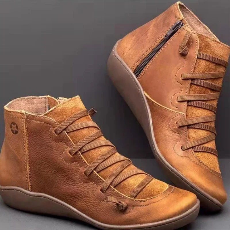 

Autumn Boots PU Leathe Ankler Boots For Women Winter Boots Booties Lace Up Women Boots Female Winter Shoes Women Free Shipping
