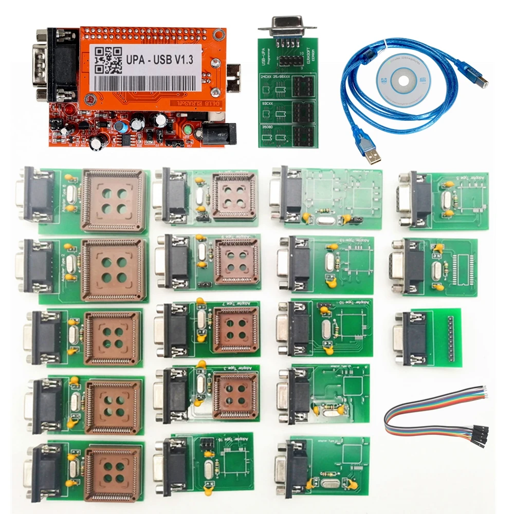 Новейший UPA поступление UPA Usb программатор диагностический инструмент UPA-USB ECU Программатор UPA USB V1.3 с полным адаптером UPA V1.3