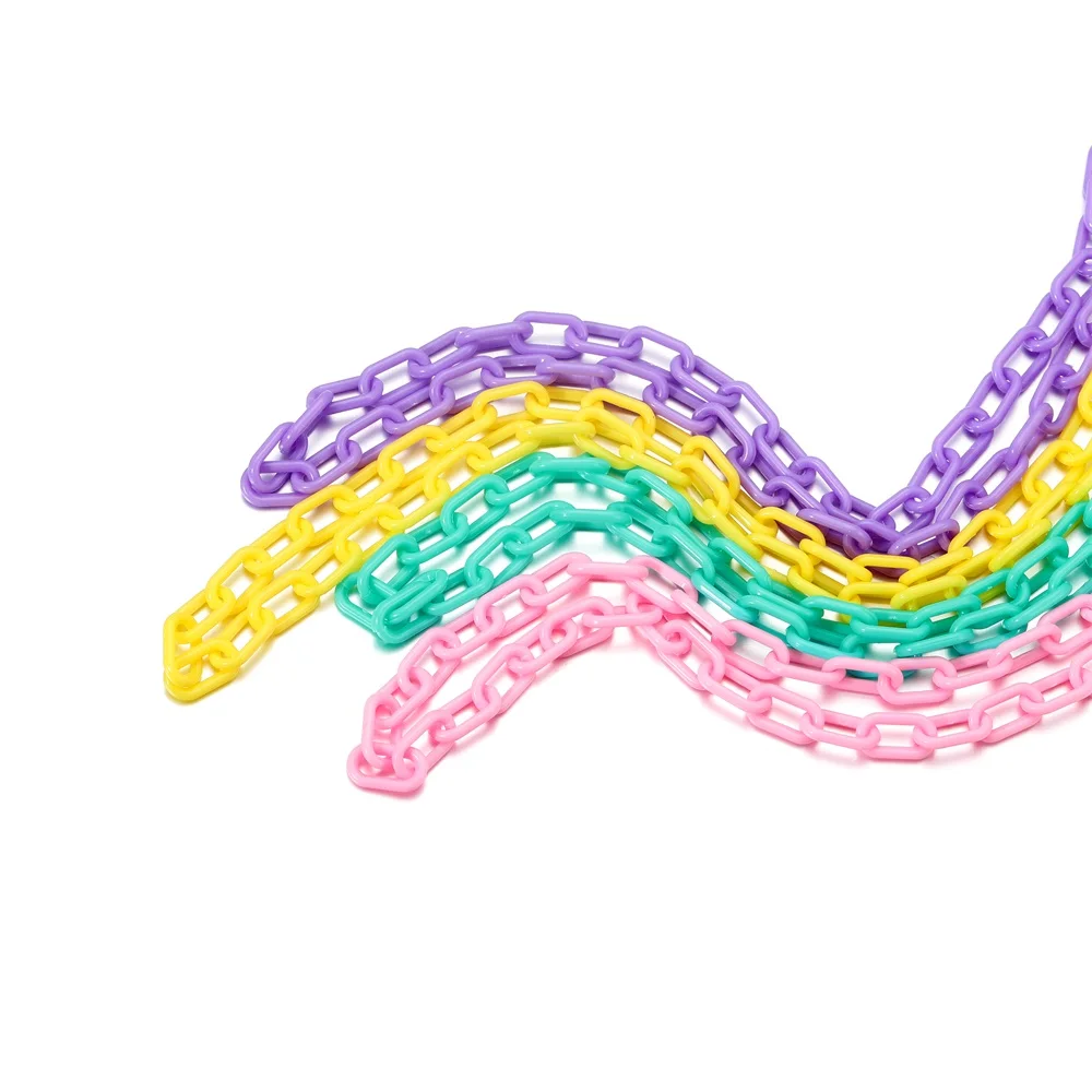 10Pcs 50cm Bunte Kunststoff Platz Link Kette Karabinerverschluss Schlüsselanhänger Für Halskette Armband DIY Machen Kette Links Zubehör – Detail 2