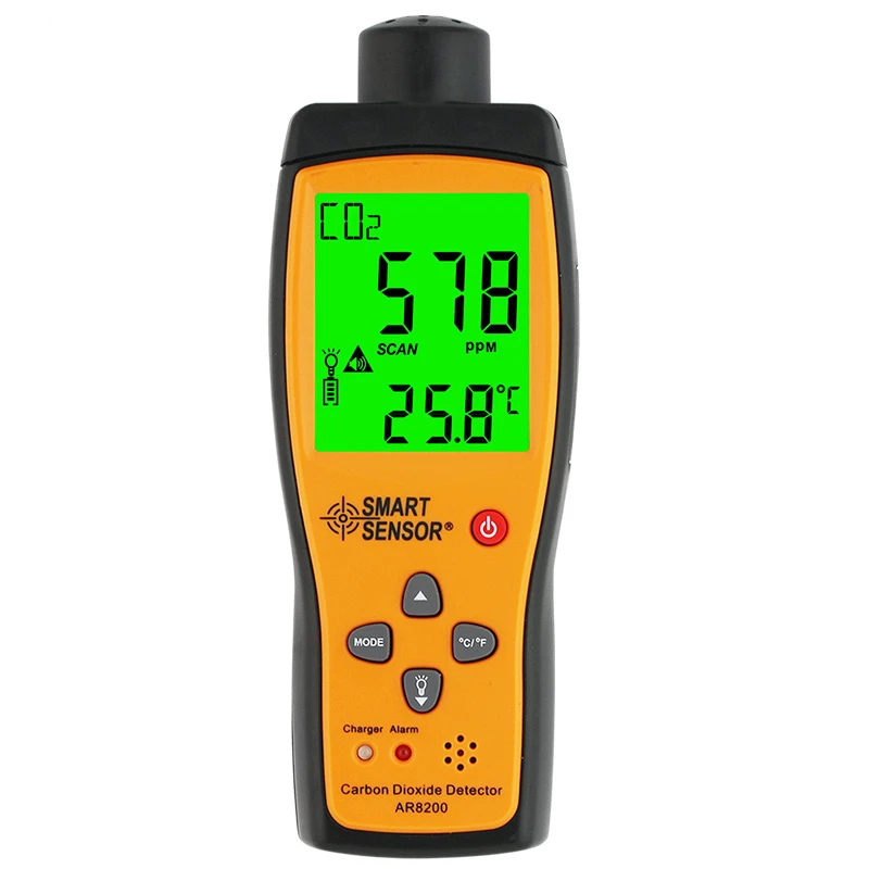 Лидер продаж, умный датчик AR8200, цифровой CO2 измеритель, монитор, высокая точность, детектор газа, ручной детектор углекислого газа с сигнализацией