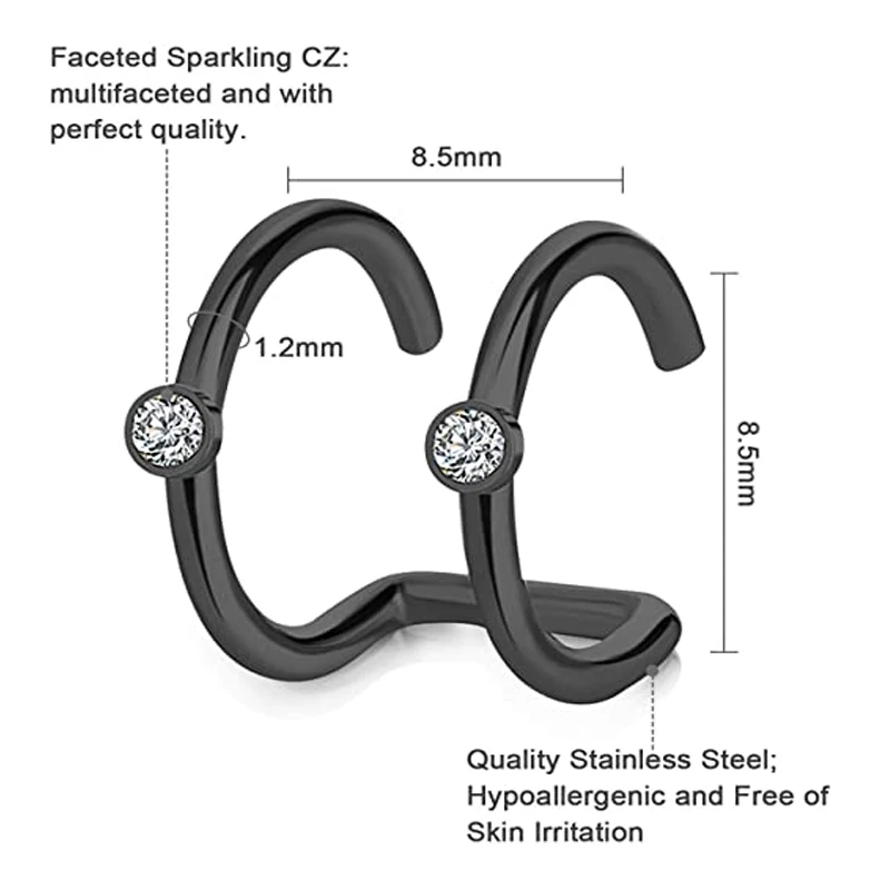 1Pcs/15 Pcs Stainless Steel Ear Cuff Helix Cartilage Clip On Wrap Earrings Fake Nose Ring Non-Piercing Adjustable Men Women ear clip earrings clip earrings ear clip ear accessories
