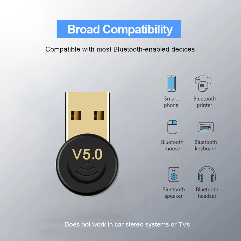 

Kebidumei Bluetooth Adapter USB Dongle for Computer PC Wireless USB Bluetooth Transmitter 5.0 Music Receiver Bluetooth Adapter