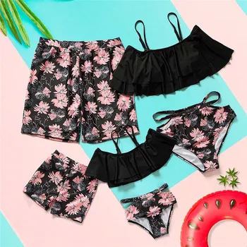 

Family Matching Swimwear Women Girl Mommy and Me Bikini Swimsuits Father Son Boys Swim Trunks Men Shorts Beach Couples Wear