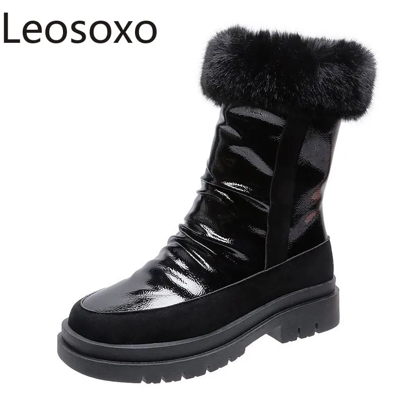 

Women Winter Boots Fashion Snow Boots Ladies Winter Plush Female Casual Warm Mid Boots -20 Degree Zapatos Para Mujer