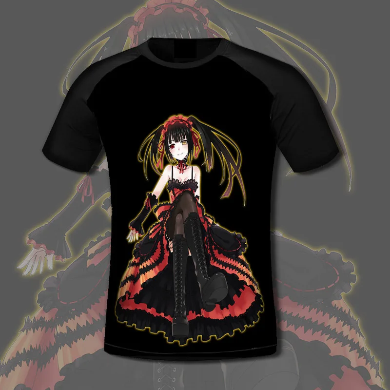 Футболка Date A Live, костюм токисаки Куруми из японского аниме, дышащая футболка с круглым воротником, повседневные футболки для мужчин и женщин