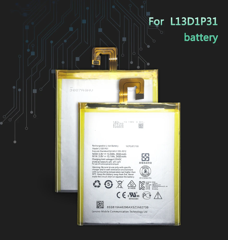 Аккумулятор для Lenovo LePad S5000 S5000H Pad A3500 Tablet PC L13D1P31 Tab 2 A7-30 аккумулятор 3450-3550 мАч