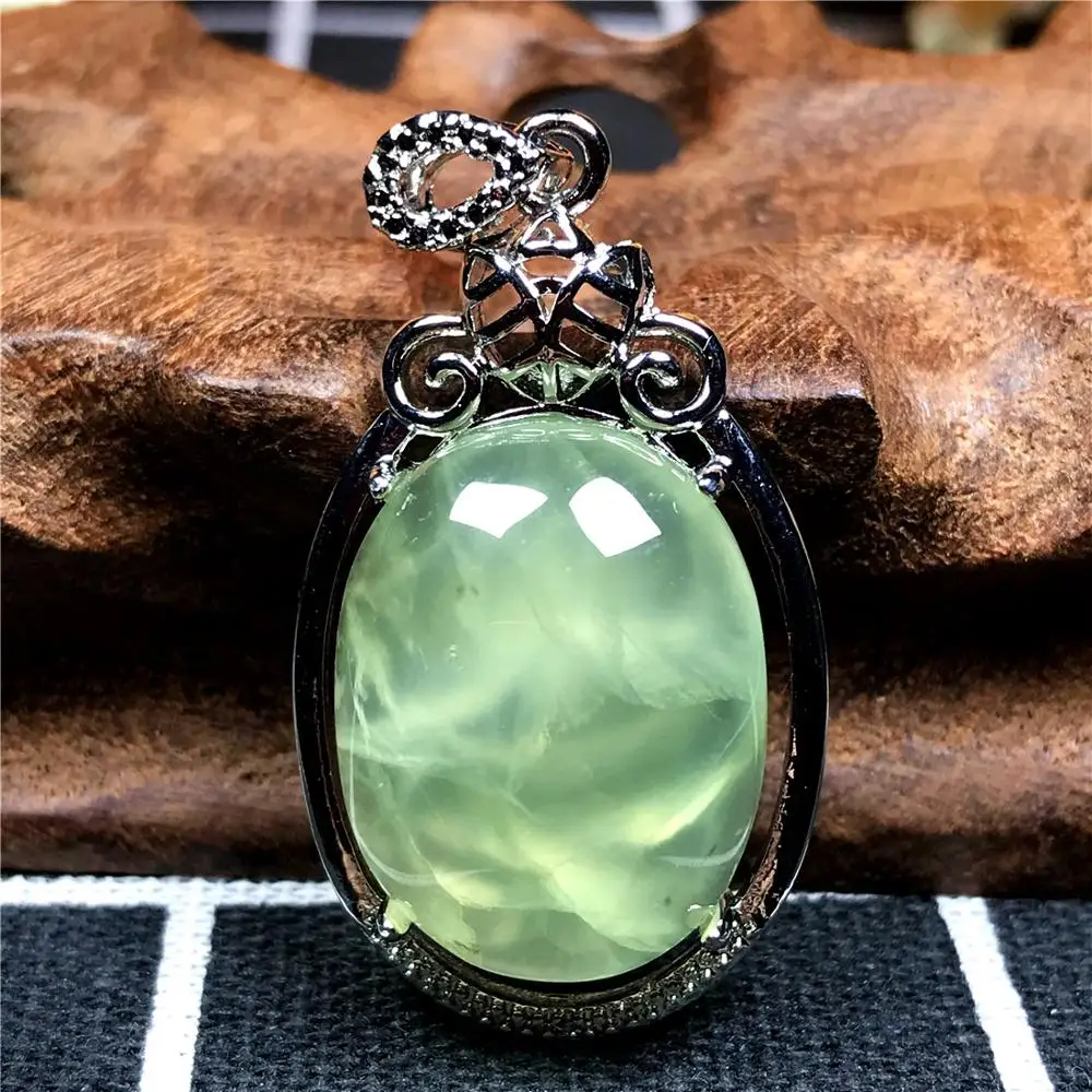 

Top Natural Green Prehnite Pendant For Woman Lady Man Crystal 23x17mm Oval Beads Gemstone Necklace Pendant Fashion Jewelry AAAAA
