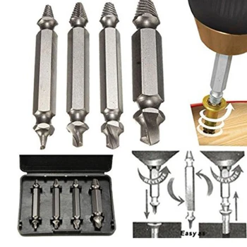 

Double Side Drill Out Damaged Screw Extractor Out Remover Handymen Broken Bolt Stud Removal Tool Kit 4pc #1 #2 #3 #4 O25