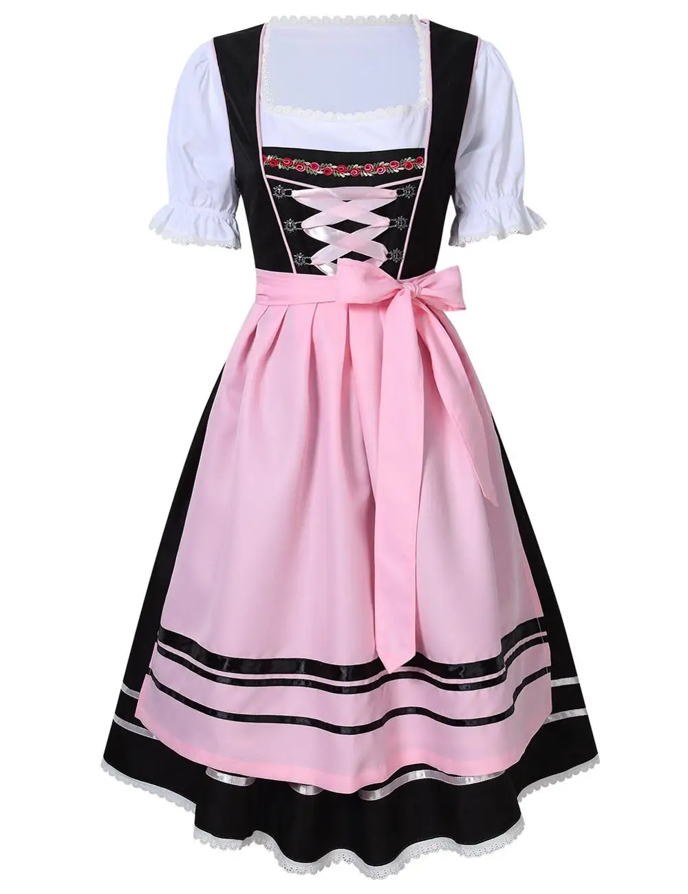 

2019 hot salesWomens Traditional German Bavarian Beer Girl Costume Sexy Oktoberfest Wench Maiden Dirndl Dress+Blouse+Apron S-2XL