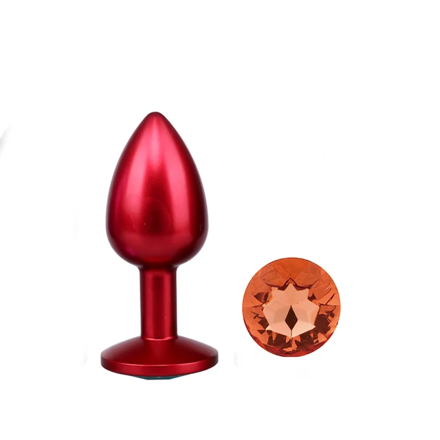 Orange diamond red metal anal plug