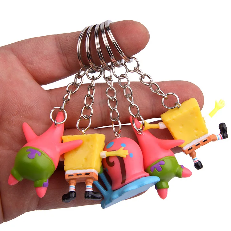 Аниме, Губка Боб брелок 5 шт. новейший милый Губка Боб брелок для ключей 3D Губка Боб автомобильный брелок Подвеска для ключей сумок
