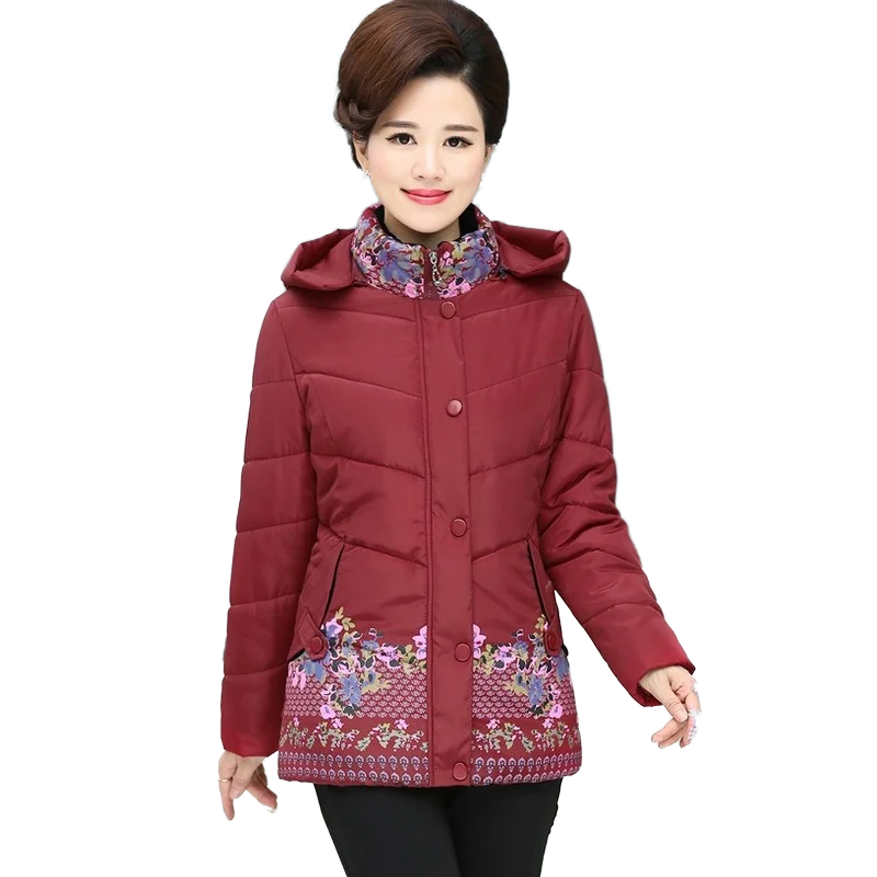 Женское зимнее пальто, новое хлопковое пальто среднего и пожилого возраста, короткая куртка из хлопка, толстый пуховик для матери
