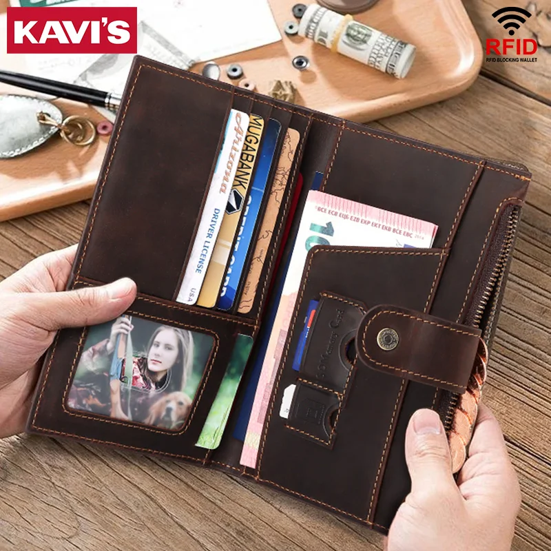 

KAVIS 100% Genuine Leather Passport Cover Case Fashion Men Wallet Luxury Brand Vintage Travel Passport Holder Quality Purse