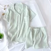 Japanese-style new summer ladies cotton double-layer crepe gauze short-sleeved shorts pajamas suit large size home service women ► Photo 2/6