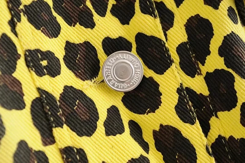 Уличная chaqueta mujer короткая джинсовая куртка для женщин байкерское пальто панк Кнопка Бомбер куртка желтая леопардовая джинсовая куртка верхняя одежда