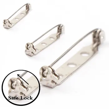

Fashion White Gold-Plated Iron Brooch Base Back Bar Badge Holder Safety Lock Brooch Pin DIY Clothing Home Accessories