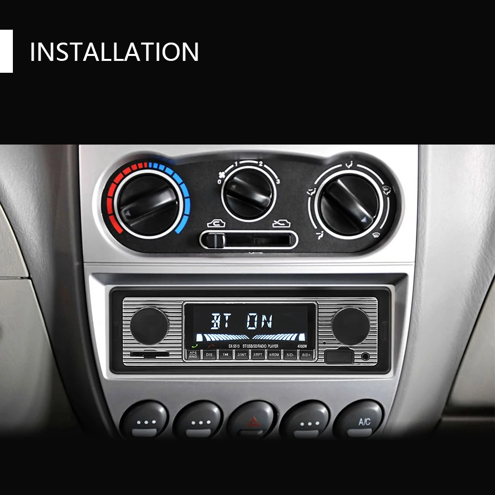 Авторадио Bluetooth 1 Din автомагнитола Винтаж Авто Стерео MP3 плеер USB AUX SD классическое аудио