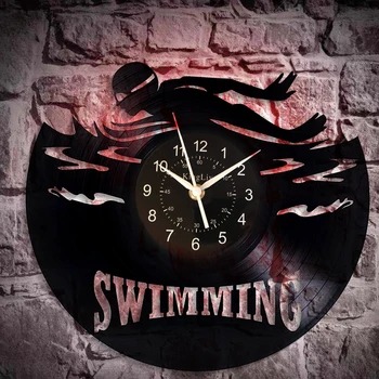 

Swimming LED Wall Clock Sport Wall Clock Vintage Swimming Sport Art Wall Clock 12 Inch Birthday Gift Swimming Gift for Boys