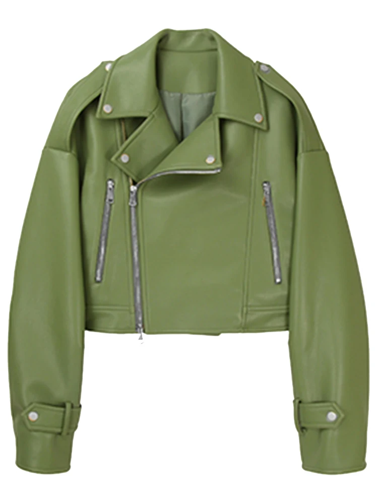 Green Jacket Leather Sleeves | Green Leather Jacket Women