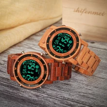 Shifenmei мужские спортивные цифровые часы, рассчитанные шаги, напоминание о звонке, мужские деревянные цифровые часы Relogio de