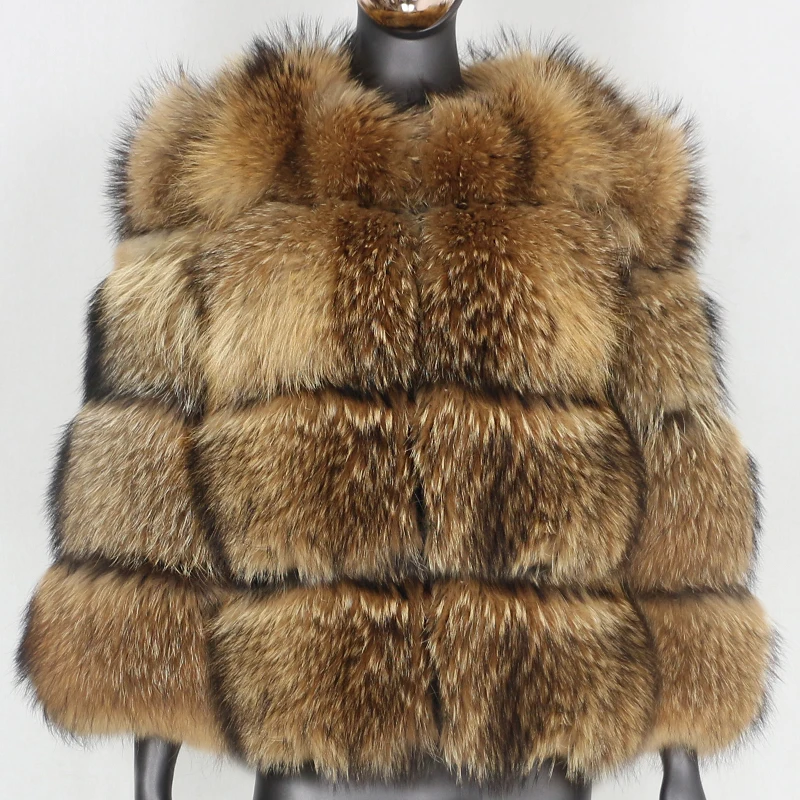 FURBELIEVE-Chaqueta de invierno de piel de mapache 2020 Natural para mujer, abrigo grande de piel auténtica mullida, ropa de calle gruesa y cálida, chaleco desmontable